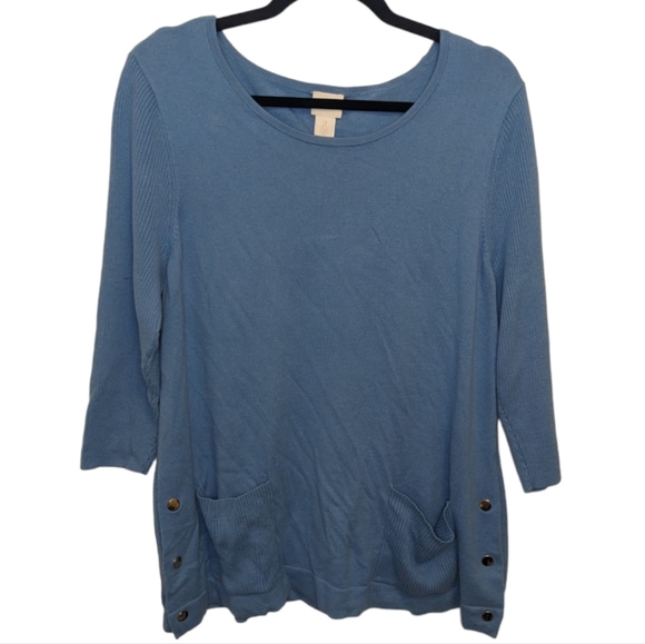 NWOT ✨Chico’s Women's Blue Oversized Cashmere Blend Sweater Size 2X (L)💙 - Picture 1 of 12